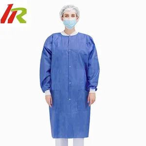 Haute qualité avec bouton manchette élastique uniforme d'infirmière jetable manteau de laboratoire jetable OEM