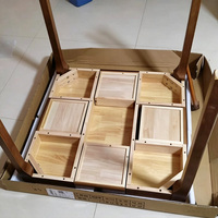 Massivholz Quadratischer Spieltisch mit 4 Aufbewahrungsschubladen, Multifunktionaler Ess- und Pokertisch-Set für Zuhause und Freizeitraum