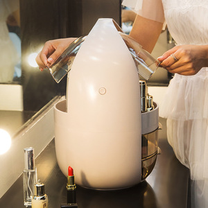 Grande boîte de rangement cosmétique Swan, blanc nacré, avec tiroirs, organisateur de bureau anti-poussière pour le rangement des soins de la peau et du maquillage - Product Image 2