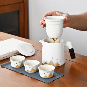 Beifu Travel Tea <b>Set</b> Ceramic <b>Teapot</b> With Infuser Portable Cup <b>Set</b> For Outdoor Use Gift Packaging - Product Image 3