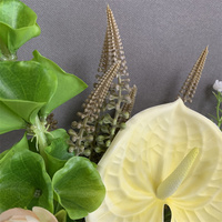 Bouquet de fleurs artificielles blanc et vert naturel LO-1217, arrangement floral artificiel style Wabi-Sabi pour la décoration de bureau