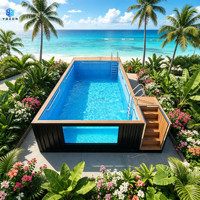 Piscine en conteneur maritime de 20 pieds, piscine modulaire préfabriquée avec fenêtre d'observation, piscine hors sol extérieure