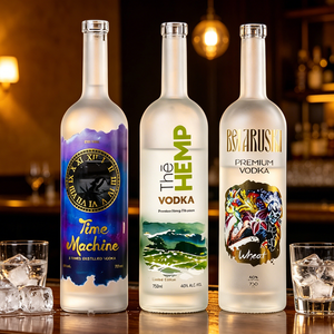 Botella de Vidrio Esmerilado Vacía Personalizada Oslo para Licores, Ginebra, Ron, Tequila, <span class=keywords><strong>Vodka</strong></span> 700ml, 750ml, 1000ml, Whisky, Brandy con Tapón de Corcho - Product Image 2