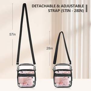 Lady-Approved Adjustable Shoulder Strap <b>Crossbody</b> <b>Bag</b> Fashionable Clear PVC Purse Zipper Stadium-Approved Clear Messenger <b>Bag</b> - Product Image 3