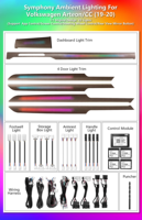 Kit d'éclairage LED d'ambiance en carbone pour VW Passat CC Arteon B8 2019-2020, style OEM dynamique, pour panneau de garniture intérieur de voiture