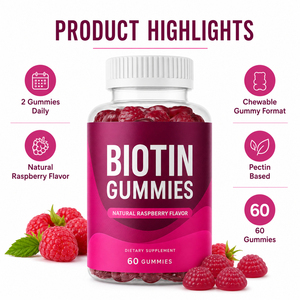 Compléments Alimentaires Gommes Véganes Premium Haute Pureté 99% Vitamine H Kératine Acide Hyaluronique Complexe Biotine Sans Produits Laitiers 60/90 Unités - Product Image 3