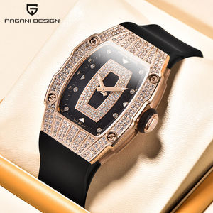 Reloj PAGANI DESIGN para Mujer, Modelo Tonneau de 31.5mm con Esfera de Diamantes, Correa Roja, Analógico de Cuarzo PD-YS013 - Product Image 3