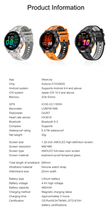 Nouvelle montre connectée GPS DT 2026 pour l'extérieur, écran AMOLED, boussole hors ligne, appels Bluetooth, étanche 3ATM, montre de sport pour hommes - Product Image 6