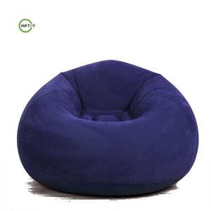 Lazy <b>Sofa</b> Chaise Lounge Home Leisure Seat for Home Outdoor Deluxe <b>Inflatable</b> Flocking Single No Beans Blue Eco-friendly PVC - Product Image 1