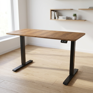 Modern Adjustable Commercial <b>Computer</b> <b>Desk</b> Wooden Top <b>Black</b> Metal Legs Lumetal KTS-230512-16D 1 Year Warranty - Product Image 5