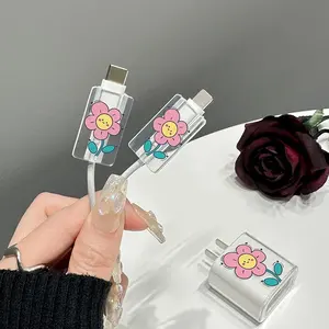 Custodia per caricabatterie in Silicone morbido a fiori per <span class=keywords><strong>iPhone</strong></span> 15 14 <span class=keywords><strong>13</strong></span> <span class=keywords><strong>Apple</strong></span> 18/20W custodia protettiva per cavo di protezione - Product Image 2