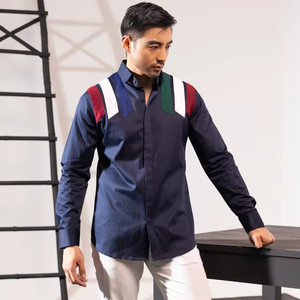 Camisa de Manga Larga con Cuello Abotonado, Tejido 100% Algodón, Diseño Sólido, Casual, Verano, Transpirable, Secado Rápido - Product Image 1