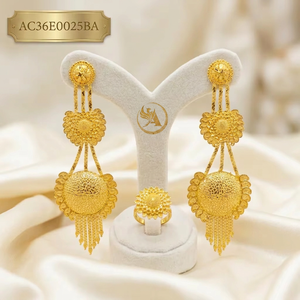 New Designer Gold Plated Stud Earrings Brass Cute Trendy Styles for Women's Fashion - Product Image 1
