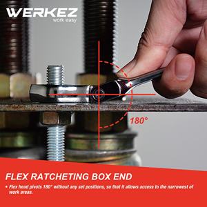 Jeu de clés combinées chromées 16mm fabriquées à Taiwan, outils à main de bricolage en acier à cliquet flexible, système de mesure métrique OEM industriel - Product Image 6