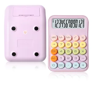 New Design 12 Digits Sugar Cube Button Electronic Calculator White For Student Calculator With Fashion Mechanical