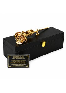 ของขวัญวาเลนไทน์ขายดี ดอกกุหลาบชุบทองคำ 24K พร้อมแจกัน กล่องกำมะหยี่ ดอกกุหลาบธรรมชาติเคลือบทองคำ 24K - Product Image 6