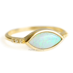 Minimalist 10K Solid Gold Wedding Synthetic Fire Opal Ring <strong>Solitaire</strong> Ring <strong>Summer</strong> Jewelry for Women - Product Image 6