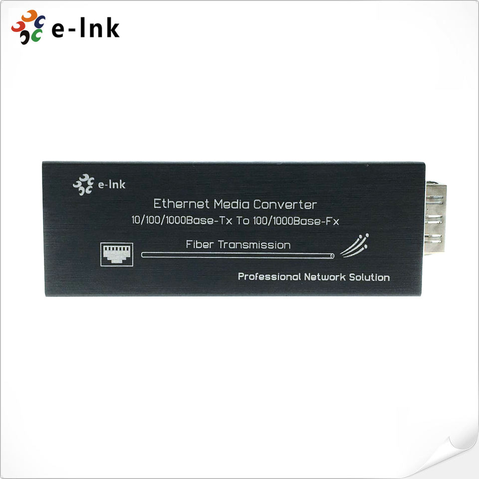 Micro Mini 10/100/1000BASE-T to 100/1000BASE-X SFP Media Converter Aluminum Case Including Power Supply