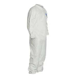 White Color Shirt Collar One-piece PPE CAT III Safety Chemical Asbestos Removing Suits Micro-porous Disposable Coveralls