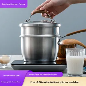 Olla de Leche Estilo Coreano de Acero Inoxidable 304, Fondo Multicapa Engrosado, Rejilla para Vapor sin Recubrimiento, Olla para Sopa, Apta para Todo Tipo de Estufas - Product Image 2