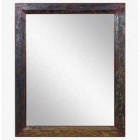 Miroir mural rustique de style farmhouse, rectangulaire, avec cadre en bois récupéré, sculpté à la main, antique, décoratif, pour salle de bain