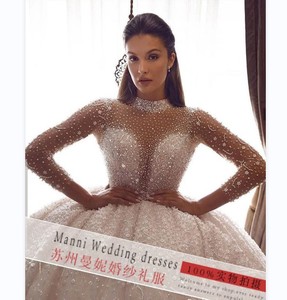 Nuevo Vestido de Novia de Comercio Exterior 2024, Vestido de Novia Africano Transfronterizo, Vestido de Novia de Encaje con Mangas Largas, Personalizado - Product Image 1