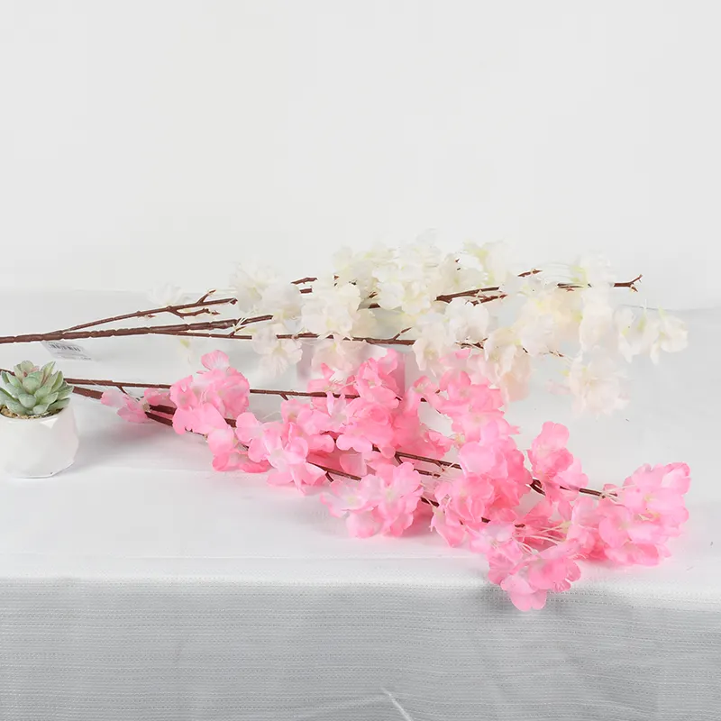 Single layer sakura Cherry Blossom Stems Handmade Hanging Silk Artificial Flowers Branch For Party Home Wall Decoration Hot Sale