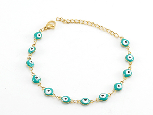 أساور مخصصة من الفولاذ المقاوم للصدأ قابلة للضبط أساور عين الشرير قطرات الزيت مطلية بالمينا التركي من مادة الإيبوكسي عيار 18 من الذهب الأنيق أساور للأطفال أفضل الأصدقاء - Product Image 6