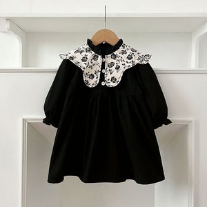 Autumn <strong>Kids</strong> Girls Long Sleeved <strong>Dress</strong> Newborn Baby Flower Printing Romper Children's Cotton Clothes - Product Image 6