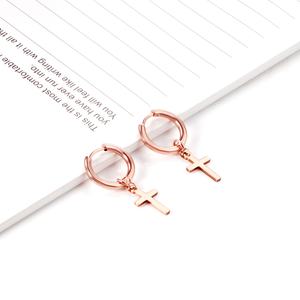 Pendientes de Aro Cruzados de Acero Inoxidable de Alta Calidad en 4 Colores, Joyería Hiphop para Mujeres/Hombres - Product Image 4