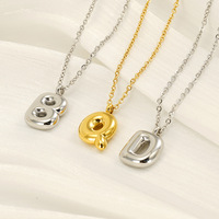 COOL-Collier avec pendentif lettre à bulles en acier inoxydable PVD plaqué or 18 carats pour femmes, bijoux sans ternissure
