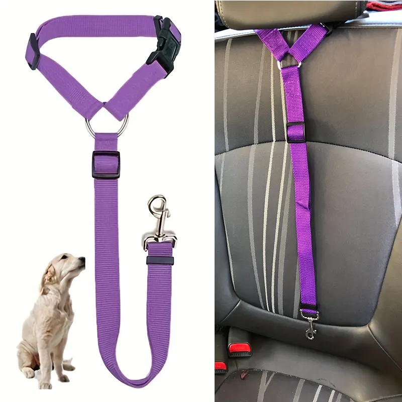 Wholesale Adjustable Pet Car Seat Belt with 2in 1 Nylon Lead Leash and Backseat Safety Harness Dog Cat Safety Seat Belt