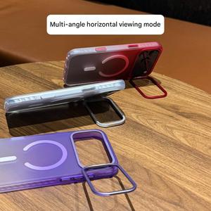 เคสโทรศัพท์แม่เหล็กแบบไล่เฉดสีหรูหรา โปร่งแสง สำหรับ iPhone 18 17Pro Max พร้อมขาตั้งเลนส์แบบซ่อน ปุ่ม AI ป้องกันแรงกระแทก - Product Image 5