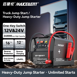 เครื่องจั๊มสตาร์ทรถบรรทุกและ<span class=keywords><strong>รถยนต์</strong></span>12V/24V ทนทานด้วยกระแสไฟสูงสุด3600A และพาวเวอร์แบงค์240000mAh - Product Image 3