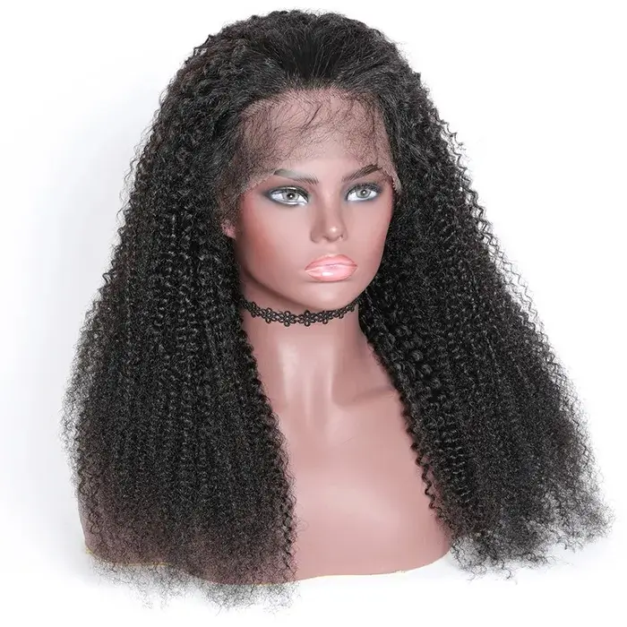 Mongolian Afro Curly Wig Lace Front Human Hair Wigs For Black Women Pre Plucked 150 Density, kinky Curly Full Lace Wig