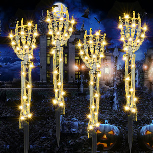 DAMAI Halloween Decoration Insert Simulation Skull Props Ghost Festival Garden Outdoor Horror Decor Three-piece Skeleton Set - Product Image 1