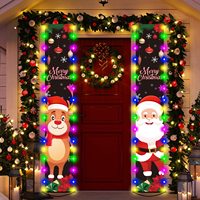 Bannière lumineuse LED traditionnelle pour porche de Noël, couplet de Noël, rouge et or, avec messages de bénédiction, décoration festive pour la maison