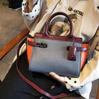 Sac à main classique décontracté en cuir véritable pour femme, avec bandoulière amovible à chaîne, sacs messager et sacs à bandoulière contrastants