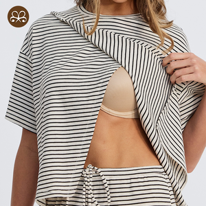 Abbigliamento <span class=keywords><strong>premaman</strong></span> con Logo personalizzato t-shirt allentate t-shirt Oversize che allatta maniche corte - Product Image 1