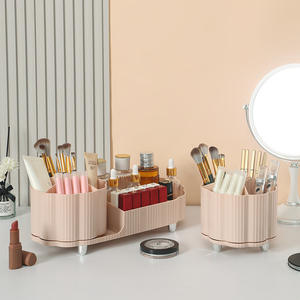 Organizador de maquillaje giratorio, caja de almacenamiento de cosméticos de plástico, soporte para lápiz labial y brochas de escritorio con rotación de 360 grados para herramientas de belleza - Product Image 3