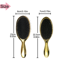 Brosse à cheveux en poils de nylon de sanglier antistatique pour placage de pagaie de galvanoplastie dorée Brosse à cheveux ionique de massage pour femmes