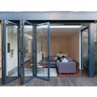 Portes pliantes coulissantes pour balcon personnalisées avec stores profil en aluminium porte pliante en verre feuilleté efficace énergétiquement pare-balles