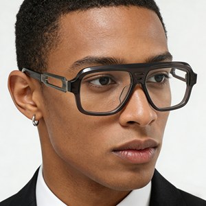 <span class=keywords><strong>Gafas</strong></span> Retro con Logotipo, Montura de Acetato de 8mm de Grosor, Detalle Metálico, Aptas para Lentes <span class=keywords><strong>Graduadas</strong></span>, para <span class=keywords><strong>Hombre</strong></span> y Mujer, Resistentes - Product Image 2