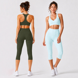 Nouvel ensemble de yoga 2026 pour <span class=keywords><strong>femme</strong></span> : soutien-gorge de <span class=keywords><strong>sport</strong></span> à maintien élevé, anti-choc et push-up, et pantalon <span class=keywords><strong>capri</strong></span> – Tenue de <span class=keywords><strong>sport</strong></span> active pour gym et fitness - Product Image 1