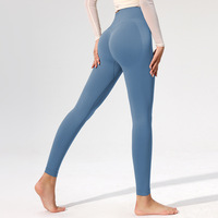 Leggings de yoga confortables à taille haute, sans couture, avec effet froncé aux fesses, pour la course et l'entraînement en salle de sport