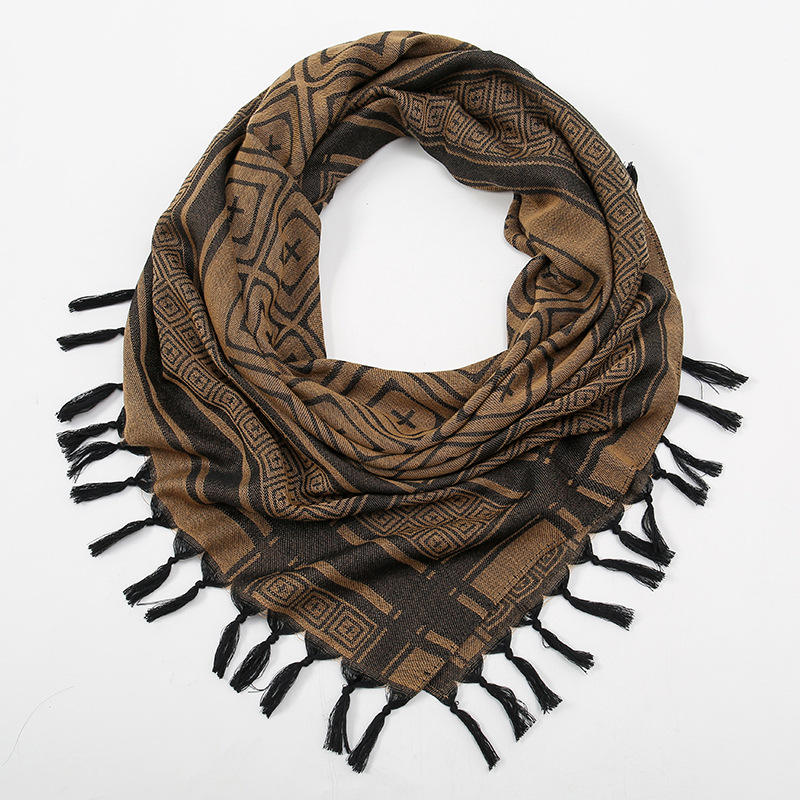 Thick Mens Outdoor Shawl Arab Tactical Desert Wrap Headscarf Shemagh  KeffIyeh Arafat Square Scarf