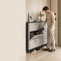 Armoire à chaussures murale ultra-fine en acier italienne avec rangement pour entrée/porte