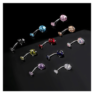 ZF nuovo Multi-colore zircone <span class=keywords><strong>ombelico</strong></span> anello 14G acciaio chirurgico CZ corpo <span class=keywords><strong>Piercing</strong></span> ipoallergenico per la moda <span class=keywords><strong>Piercing</strong></span> gioielli - Product Image 4