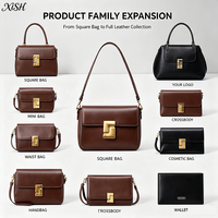 Sac bandoulière carré en cuir véritable XISHANG Direct Leather Factory avec fermoir doré pour les trajets quotidiens, personnalisation de la marque disponible