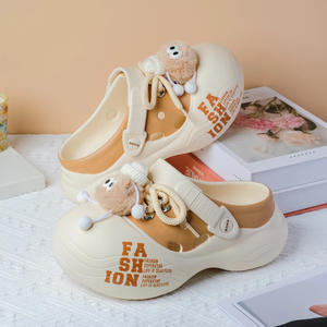 Cute Pom Pom Clogs <strong>For</strong> <strong>Women</strong> Thick Sole 3cm Heel Beige Black <strong>White</strong> Pink Fashion <strong>Crocs</strong> Shoes Outdoor Beach Wear Four Seasons - Product Image 5